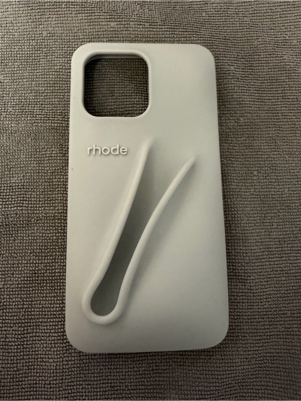 RHODE Light Gray Silicone iPhone Case with Built-In Grip Loop Iphone 14 pro max